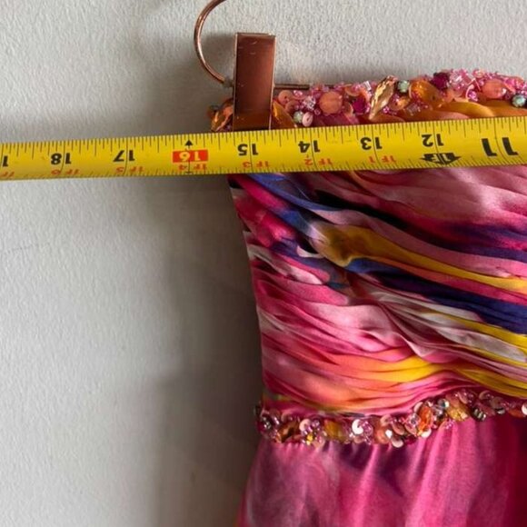 La Femme Womens Rhinestones Embellishments Floral Print Prom Dress Pink Size 4 - Picture 2 of 12